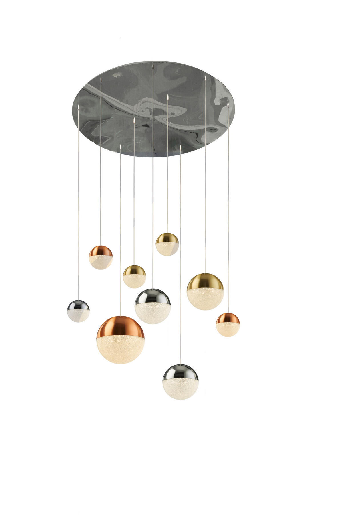 VISEČA LED-SVETILKA  Planets 78 W/3992 lm/4000 K/220-240 V/ - barve kroma, Design, kovina/steklo (60/153cm)