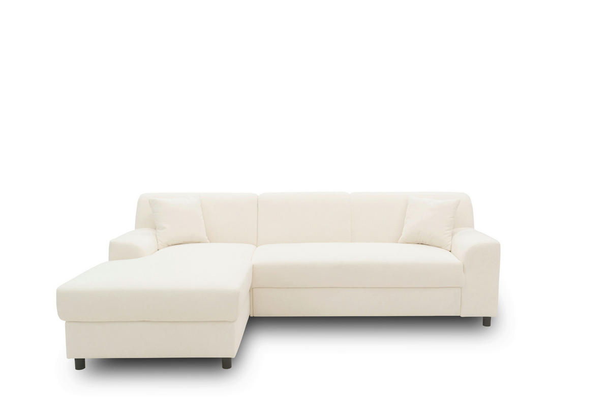 ECKSCHLAFSOFA  CAPRI 2 Creme Mikrofaser  - Creme/Schwarz, Basics, Kunststoff/Textil (146/241cm) - MID.YOU