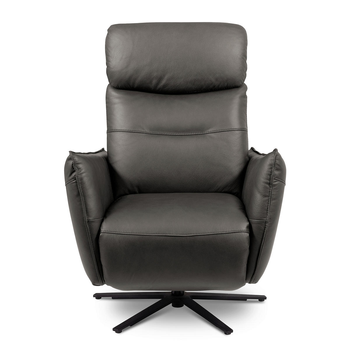 RELAXSESSEL in Leder Anthrazit  - Anthrazit/Schwarz, Design, Leder/Metall (77/107/88cm) - Livetastic