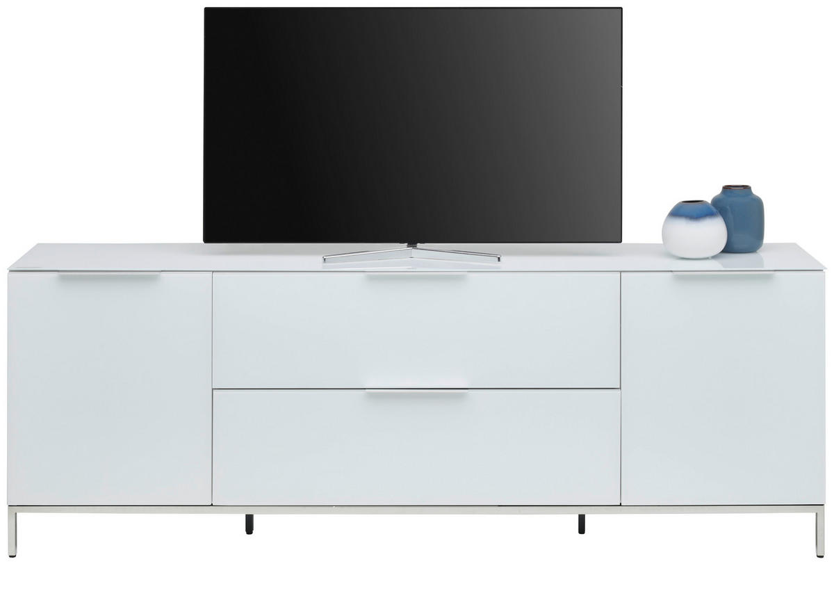 LOWBOARD  in 180/54/40 cm  - Weiss Hochglanz/Chromfarben, Basics, Glas/Holzwerkstoff (180/54/40cm) - Voleo