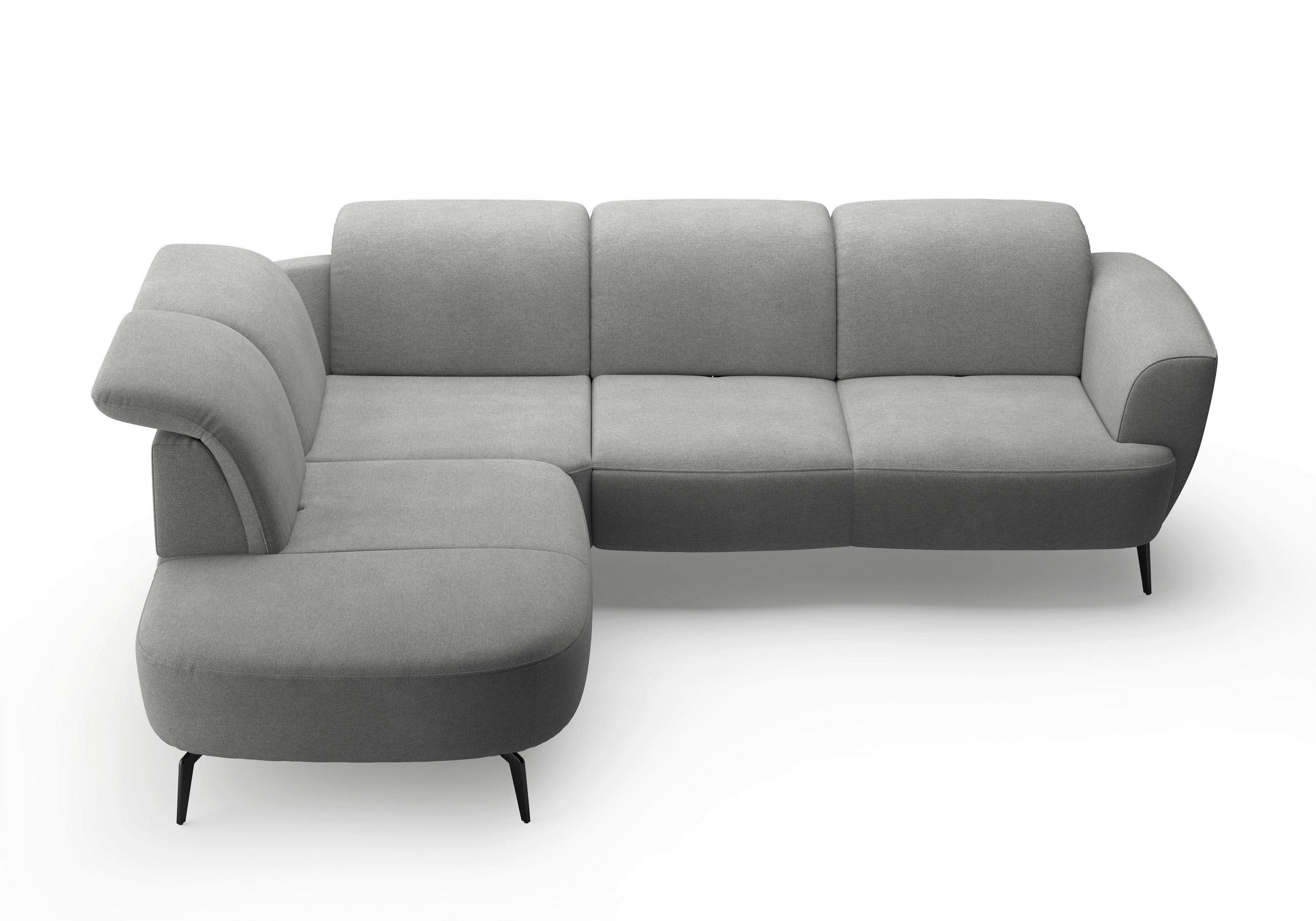 ECKSOFA in Mikrofaser Grau  - Schwarz/Grau, Konventionell, Textil/Metall (267/300cm) - Sit & More