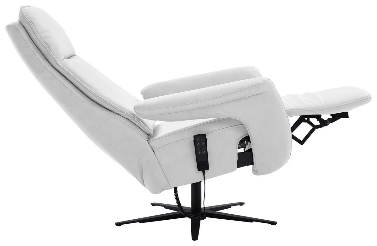 RELAXSESSEL in Leder Weiss  - Weiss/Schwarz, Design, Leder/Metall (83/123/87cm) - Valdera