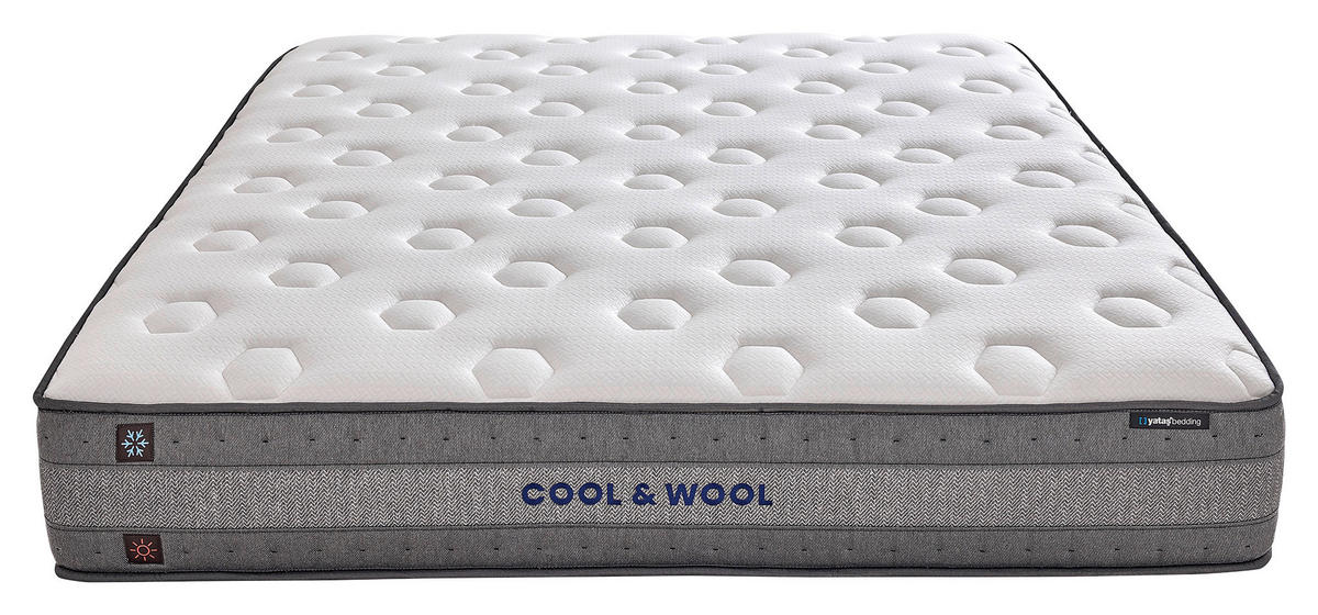 TASCHENFEDERKERNMATRATZE COOL & WOOL 80/200 cm Höhe ca. 28 cm 5 -Zonen - Weiß/Grau, Basics, Textil (80/200cm) - Yatas