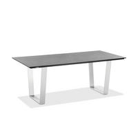 GARTENTISCH Kunststoff Edelstahlfarben, Grau rechteckig  - Edelstahlfarben/Grau, Design, Kunststoff/Metall (180/95/76cm)