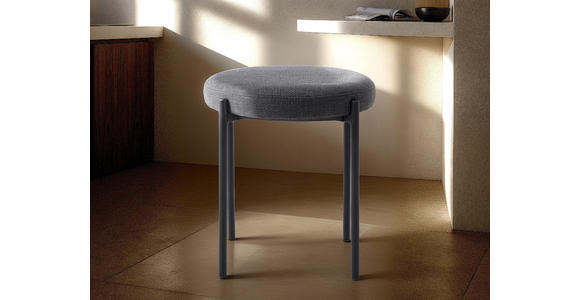 HOCKER Webstoff Dunkelgrau - Dunkelgrau/Schwarz, Basics, Textil/Metall (43,5/48/43,5cm) - Xora