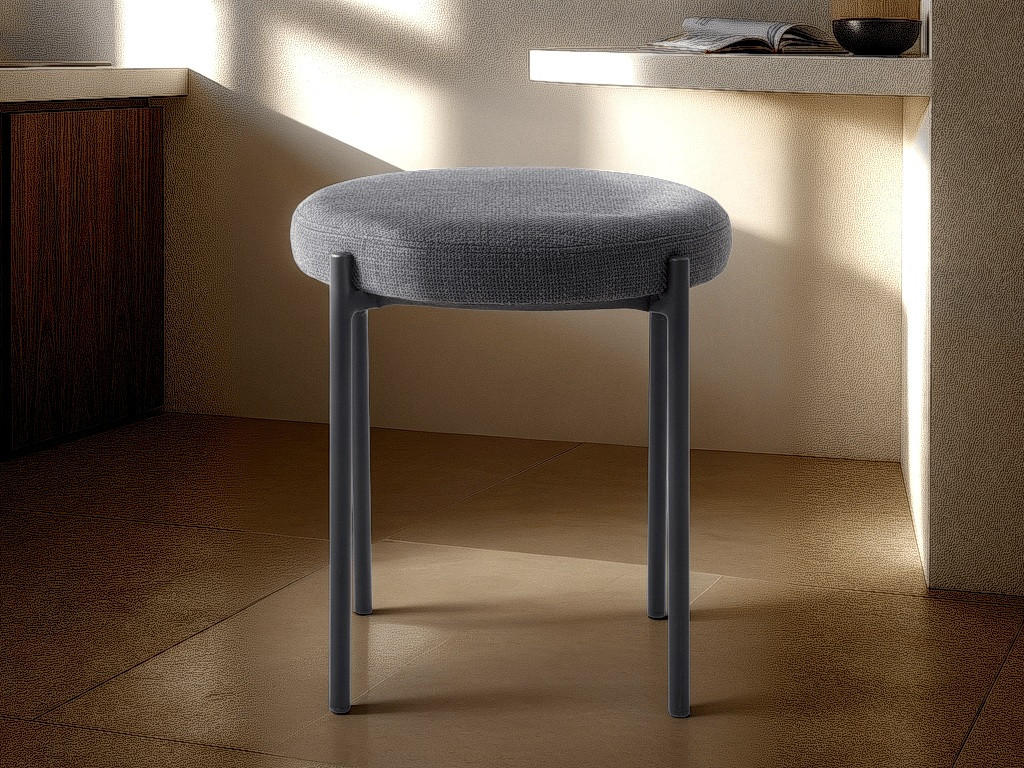 HOCKER Webstoff Dunkelgrau  - Dunkelgrau/Schwarz, Basics, Textil/Metall (43,5/48/43,5cm) - Xora