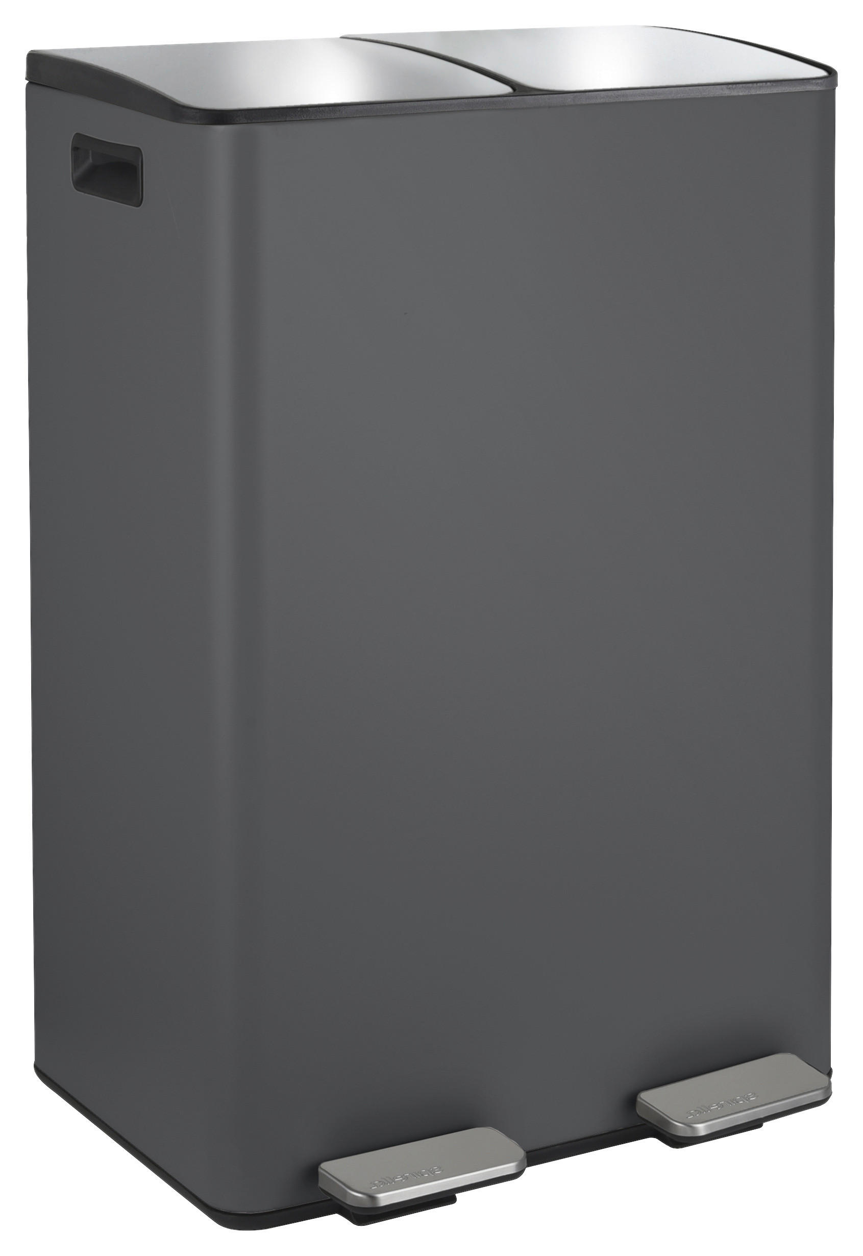 TRETEIMER 60 L  - Dunkelgrau/Schwarz, Basics, Kunststoff/Metall (45/30/71cm) - Spirella
