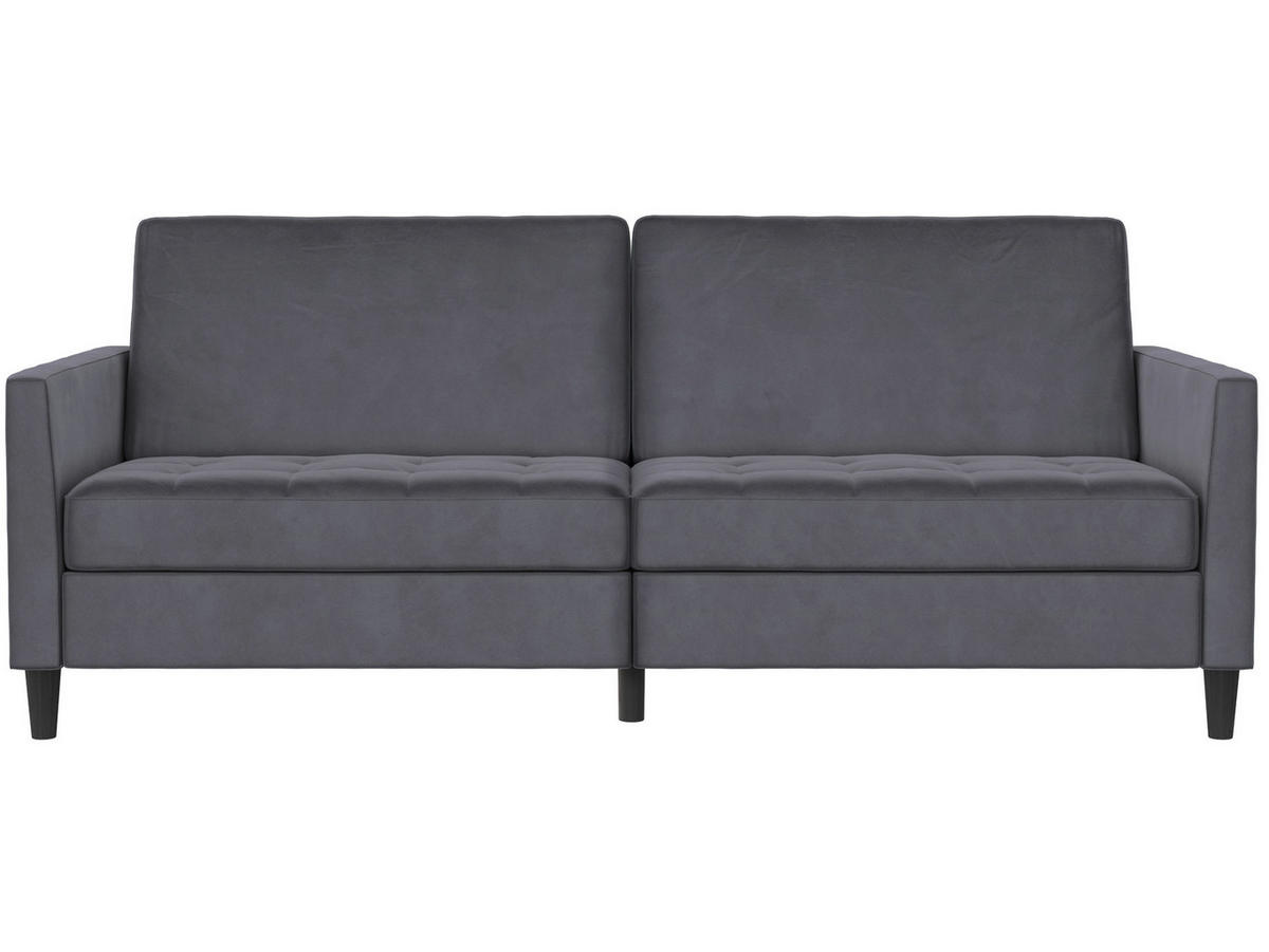 SCHLAFSOFA PALERMO in Velours Dunkelgrau Vintage, Skandinavisch, Modern, Landhaus  - Dunkelgrau/Schwarz, Basics, Kunststoff/Textil (207/86/86cm) - Livetastic