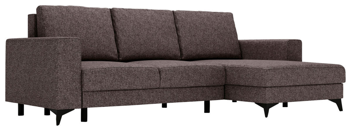 ECKSOFA in Flachgewebe Braun  - Schwarz/Braun, Design, Textil/Metall (244/156cm) - Livetastic