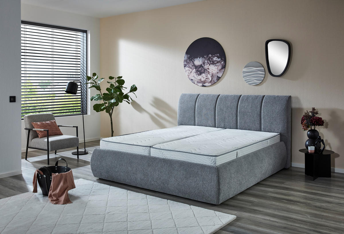 POLSTERBETT Silberfarben 180/200 cm  - Silberfarben/Schwarz, KONVENTIONELL, Kunststoff/Textil (180/200cm) - Carryhome
