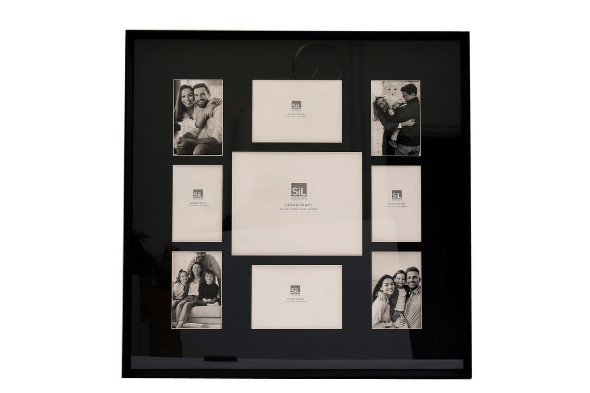 KOLLÁZS KÉPKERET fehér, fekete  - fekete/fehér, Basics, faalapú anyag/Üveg (64.5/64.5/3cm)