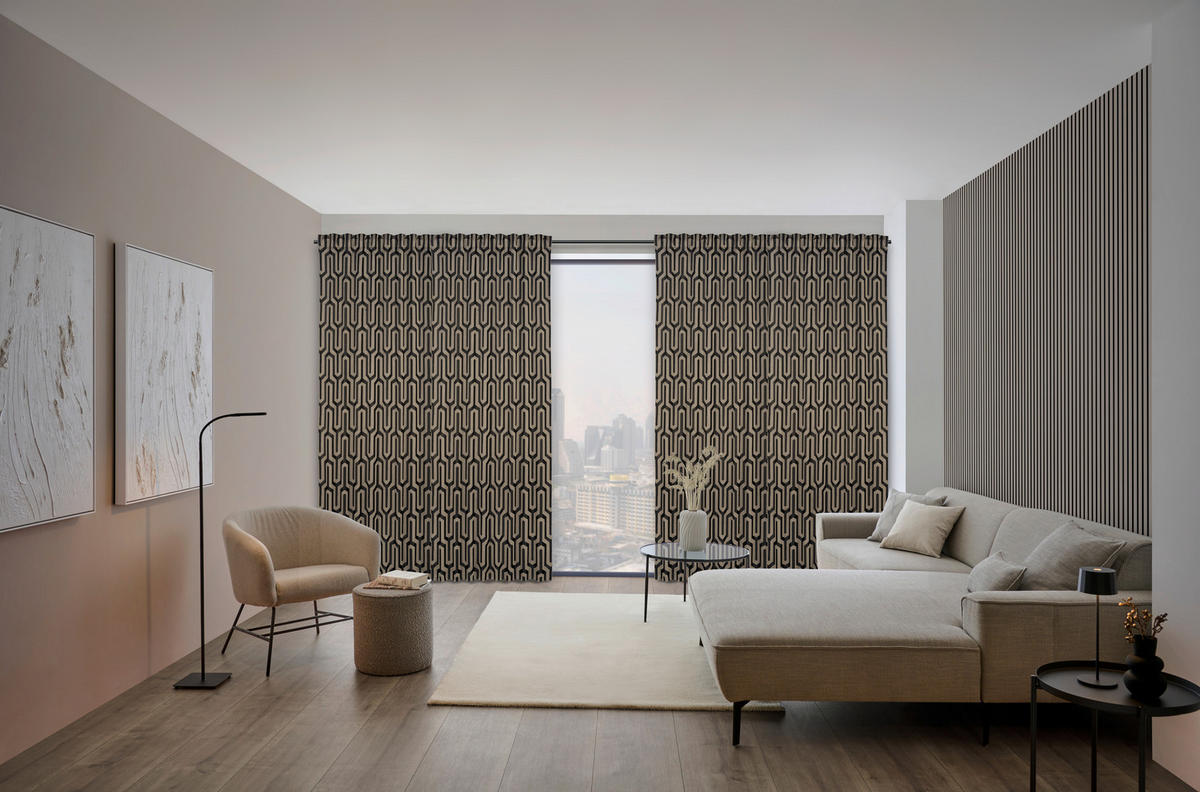 FERTIGVORHANG blickdicht  - Goldfarben/Schwarz, Design, Textil (140/245cm)
