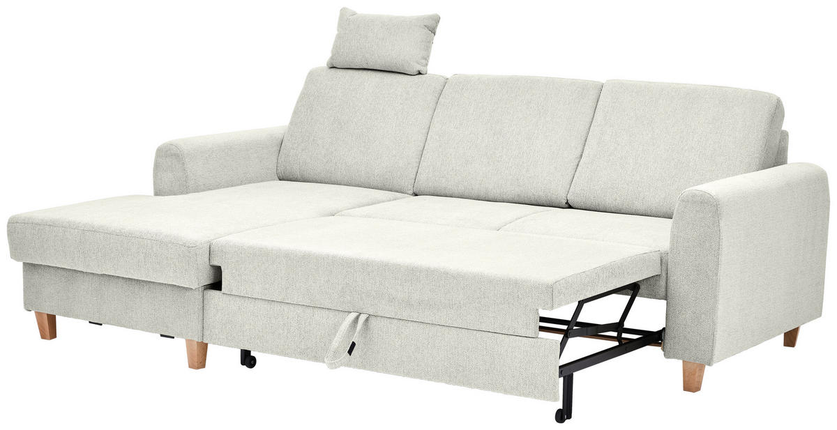 HÖRNSOFFA i flatväv ljusgrå  - bokfärgad/ljusgrå, Klassisk, trä/textil (166/241cm) - MID.YOU