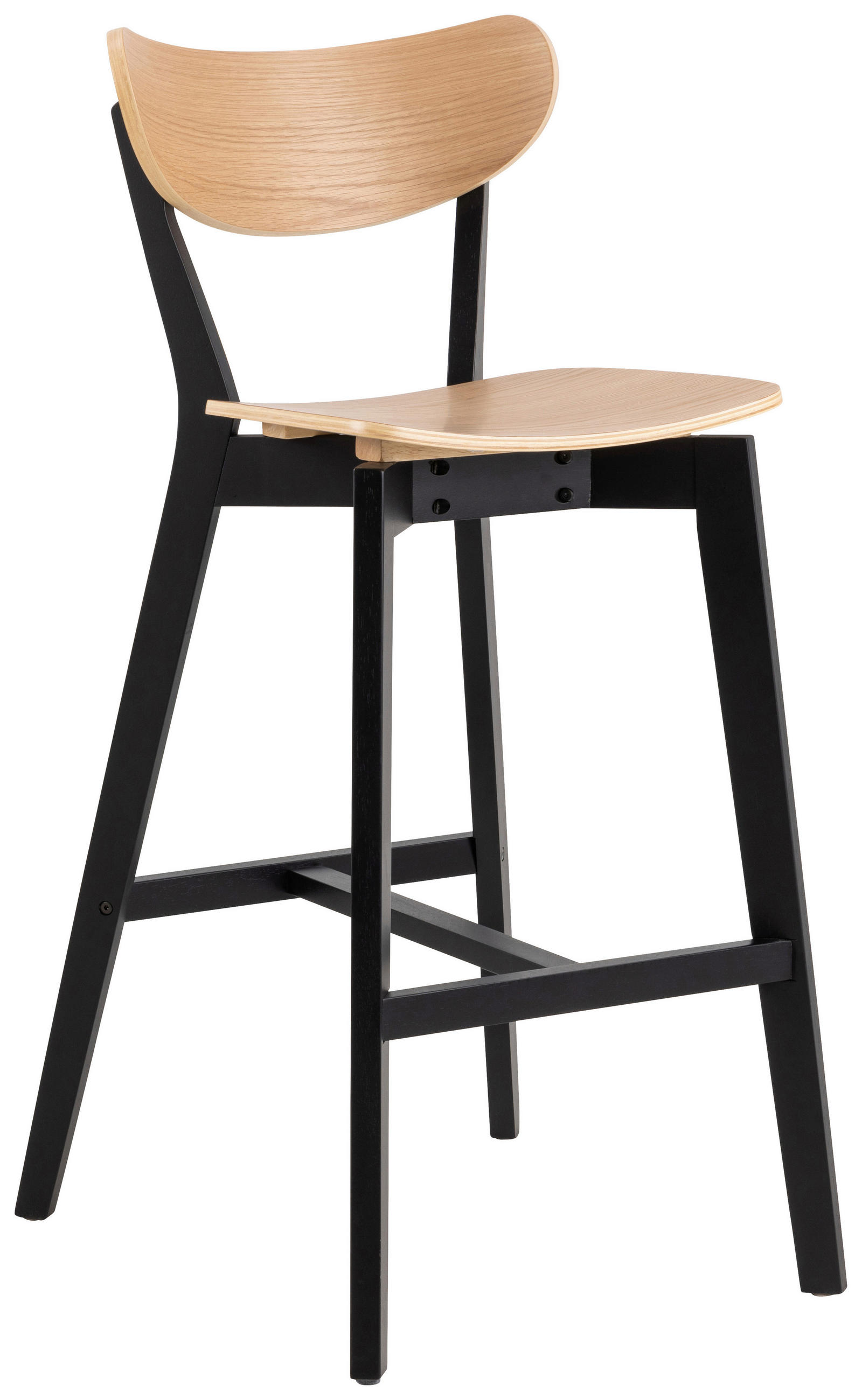 TABURET DE BAR in lemn culoare lemn stejar  - culoare lemn stejar/negru, Trend, lemn (45/105/49cm) - MID.YOU