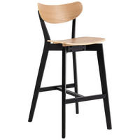 BARSKI STOL, barve hrasta  - črna/barve hrasta, Trend, les (45/105/49cm) - MID.YOU