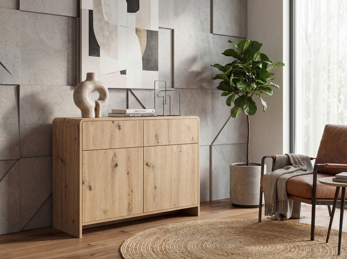 SIDEBOARD  88/76/40 cm 2 låda(or)  - ekfärgad, Design, trämaterial (88/76/40cm) - Livetastic
