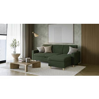 ECKSOFA Flachgewebe Grün  - Buchefarben/Grün, Design, Holz/Textil (227/156cm) - MID.YOU