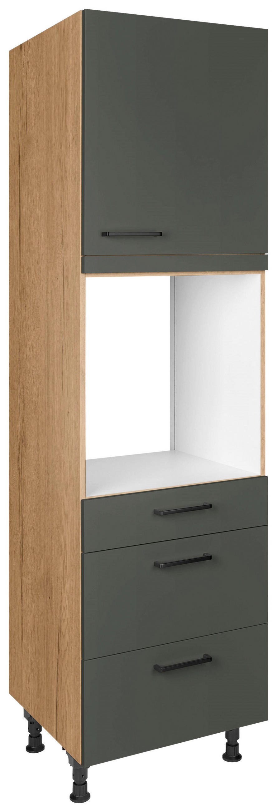 GERÄTEUMBAUSCHRANK 60/216,6/58 cm  in Grün, Eichefarben  - Eichefarben/Schwarz, MODERN, Holzwerkstoff/Metall (60/216,6/58cm) - Nobilia