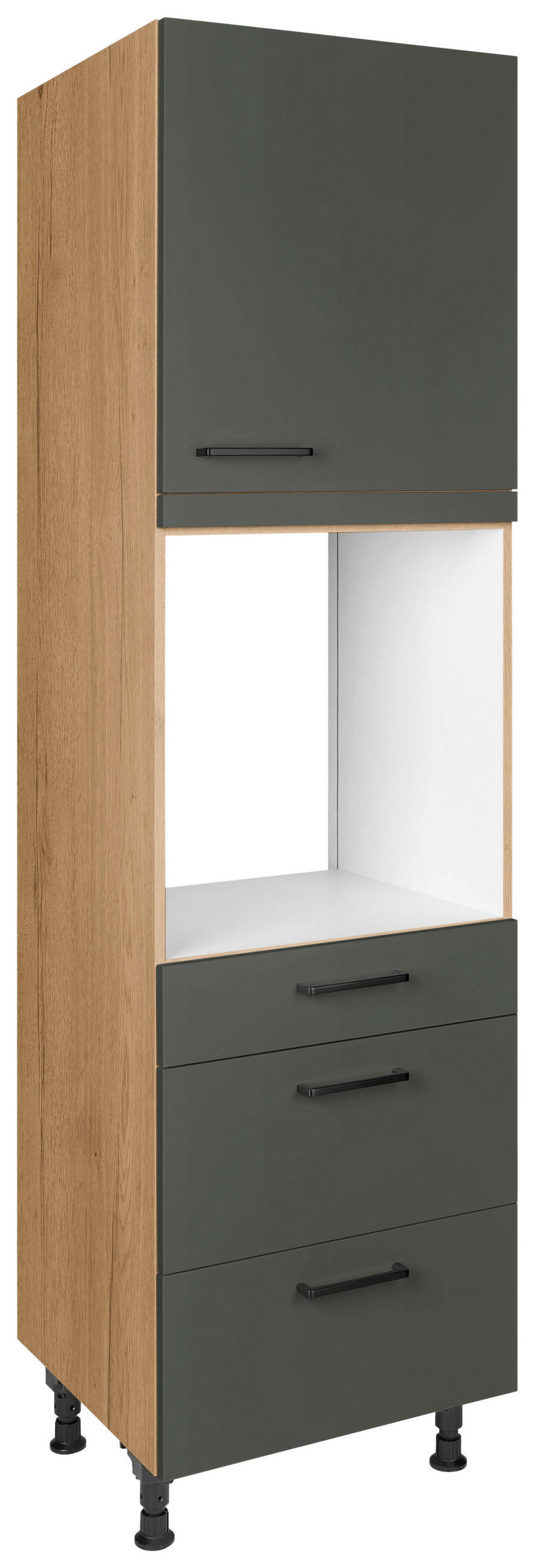 GERÄTEUMBAUSCHRANK 60/216,6/58 cm  Grün, Eichefarben  - Eichefarben/Schwarz, Modern, Holzwerkstoff/Metall (60/216,6/58cm) - Nobilia