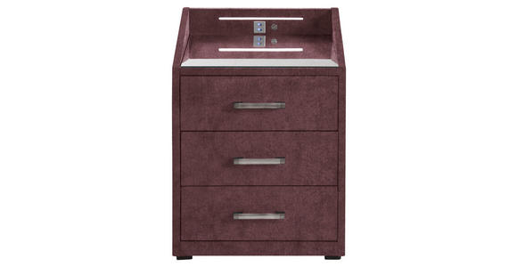 NACHTSCHRANK 47/61/46 cm  - Silberfarben/Aubergine, Basics, Holzwerkstoff/Kunststoff (47/61/46cm) - Esposa