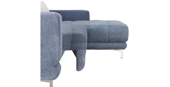 ECKSOFA  in Webstoff Blau  260/187 cm  - Chromfarben/Blau, Design, Textil/Metall (260/187cm) - Xora