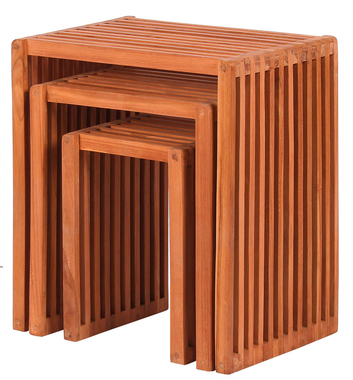 GARTEN-BEISTELLTISCHSET Holz  - Teakfarben, Basics, Holz - Gardenson