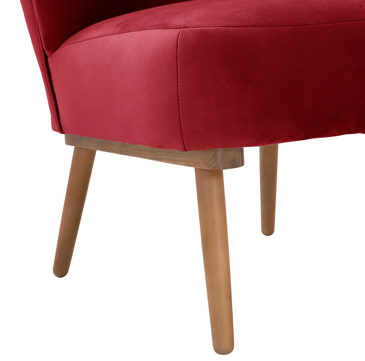 SESSEL in Samt, Velours Rot  - Rot/Erlefarben, Design, Holz/Textil (74/72/90cm) - Max Winzer
