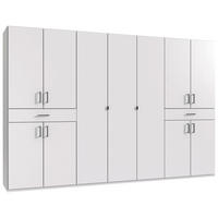 GARDEROB MED GÅNGJÄRNSDÖRRAR 313/208/58 cm 11-dörrar - vit/svart, Klassisk, trämaterial/plast (313/208/58cm) - Carryhome