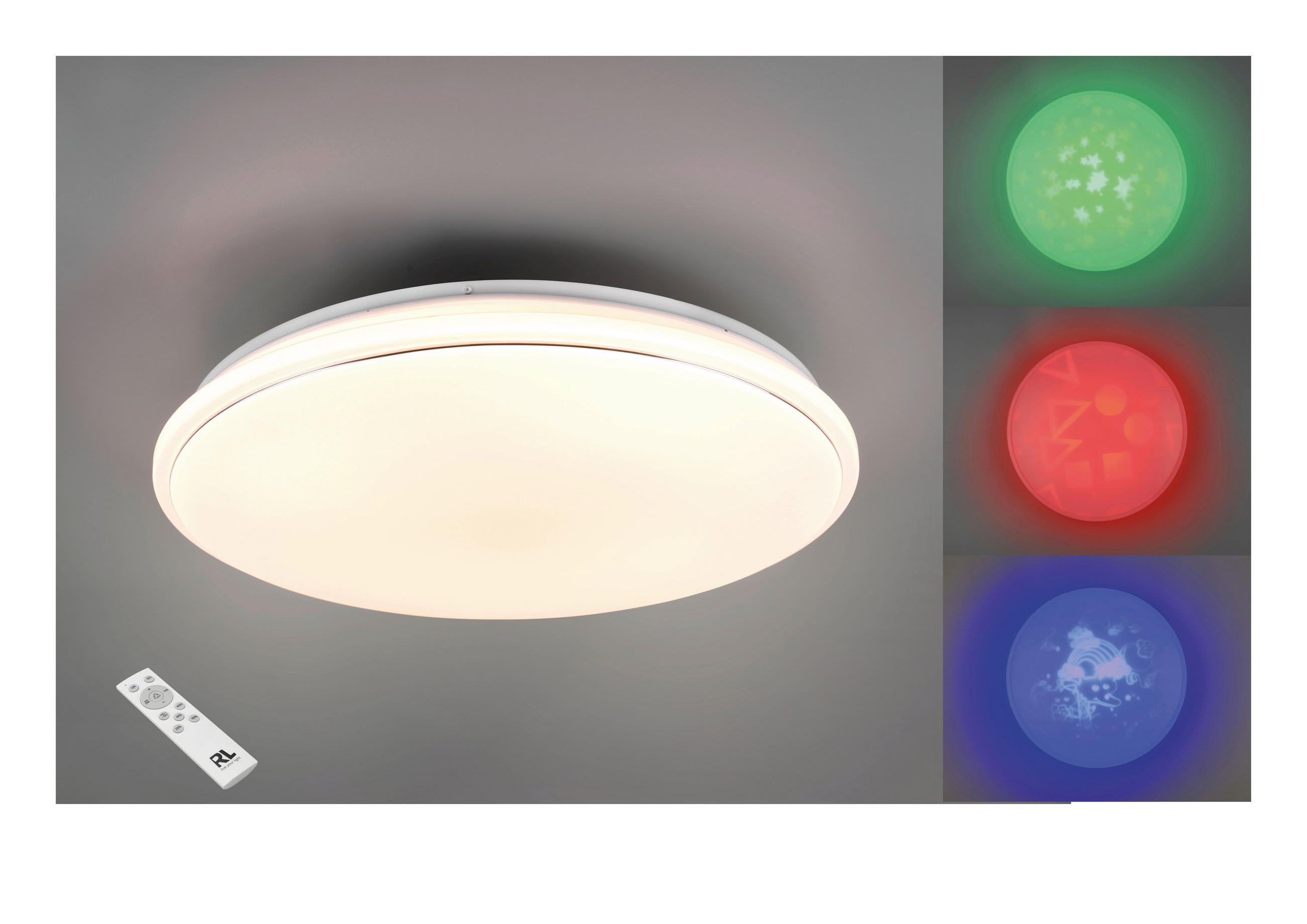 LED-DECKENLEUCHTE  50/8 cm    - Weiss/Schwarz, Basics, Kunststoff (50/8cm)