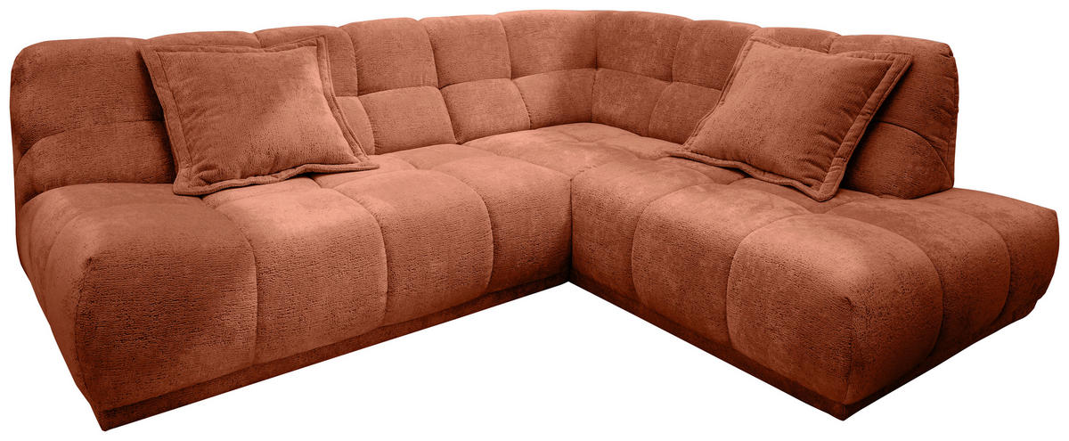 ECKSOFA Chenille Rostfarben  - Rostfarben/Schwarz, Modern, Kunststoff/Textil (254/203cm) - Livetastic