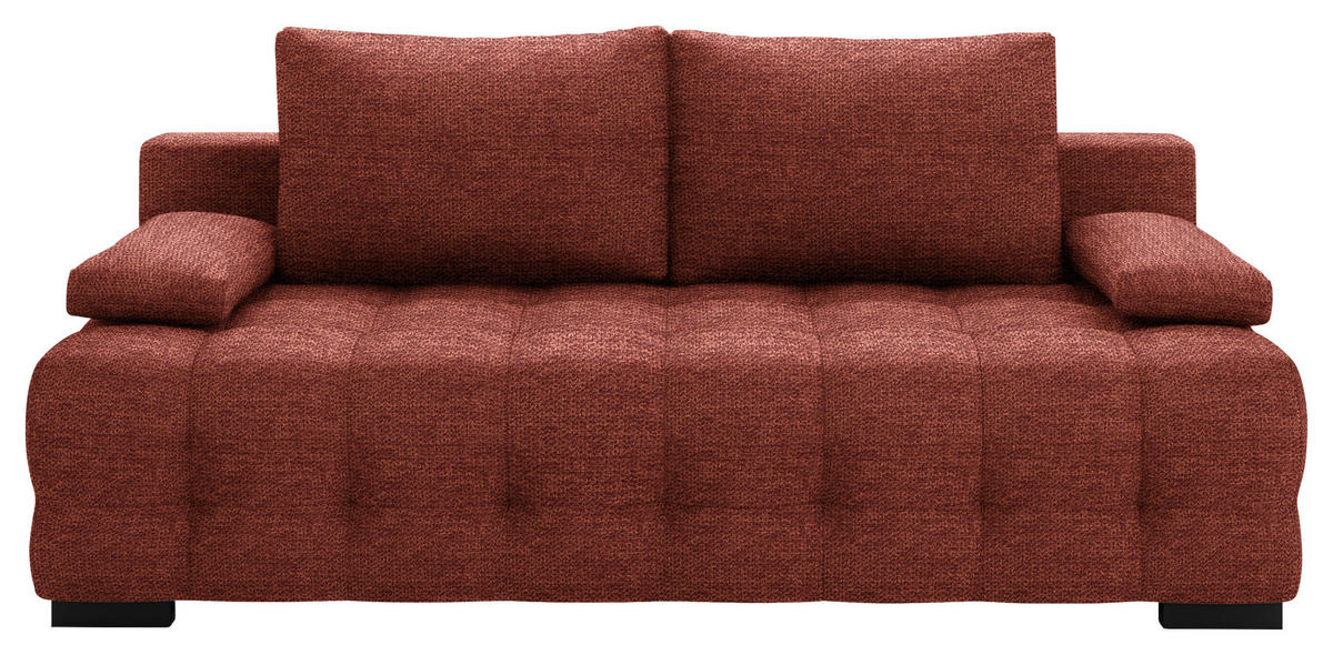 SCHLAFSOFA Jensen  mit Stoffauswahl, Schlafen auf Sitzhöhe, Rücken echt Struktur Rostfarben  - Rostfarben/Schwarz, KONVENTIONELL, Kunststoff/Textil (209/96/100cm) - Stylife