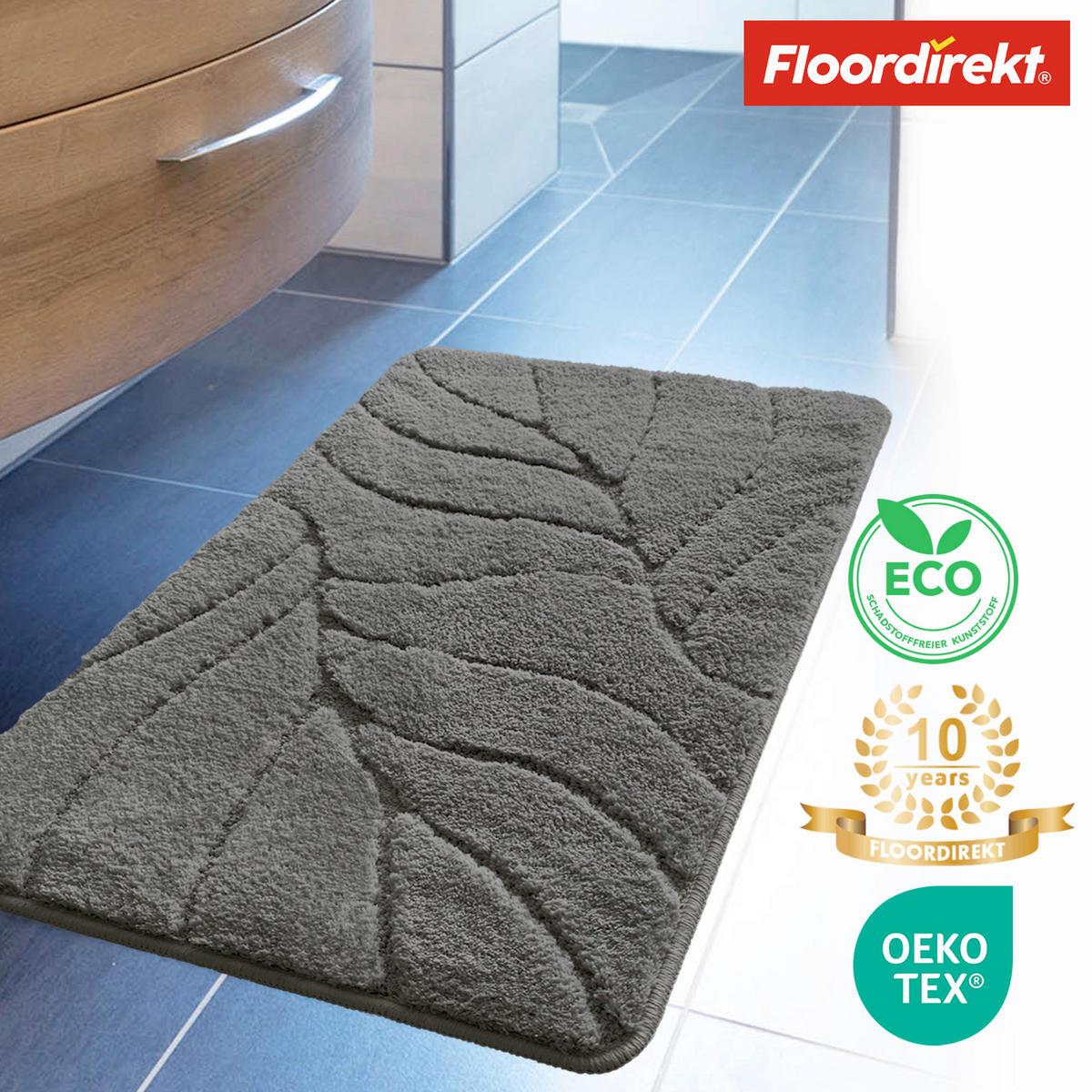 BADEMATTE Maris Dunkelgrau 60/120 cm  - Dunkelgrau, Basics, Kunststoff/Textil (60/120cm) - Floordirekt