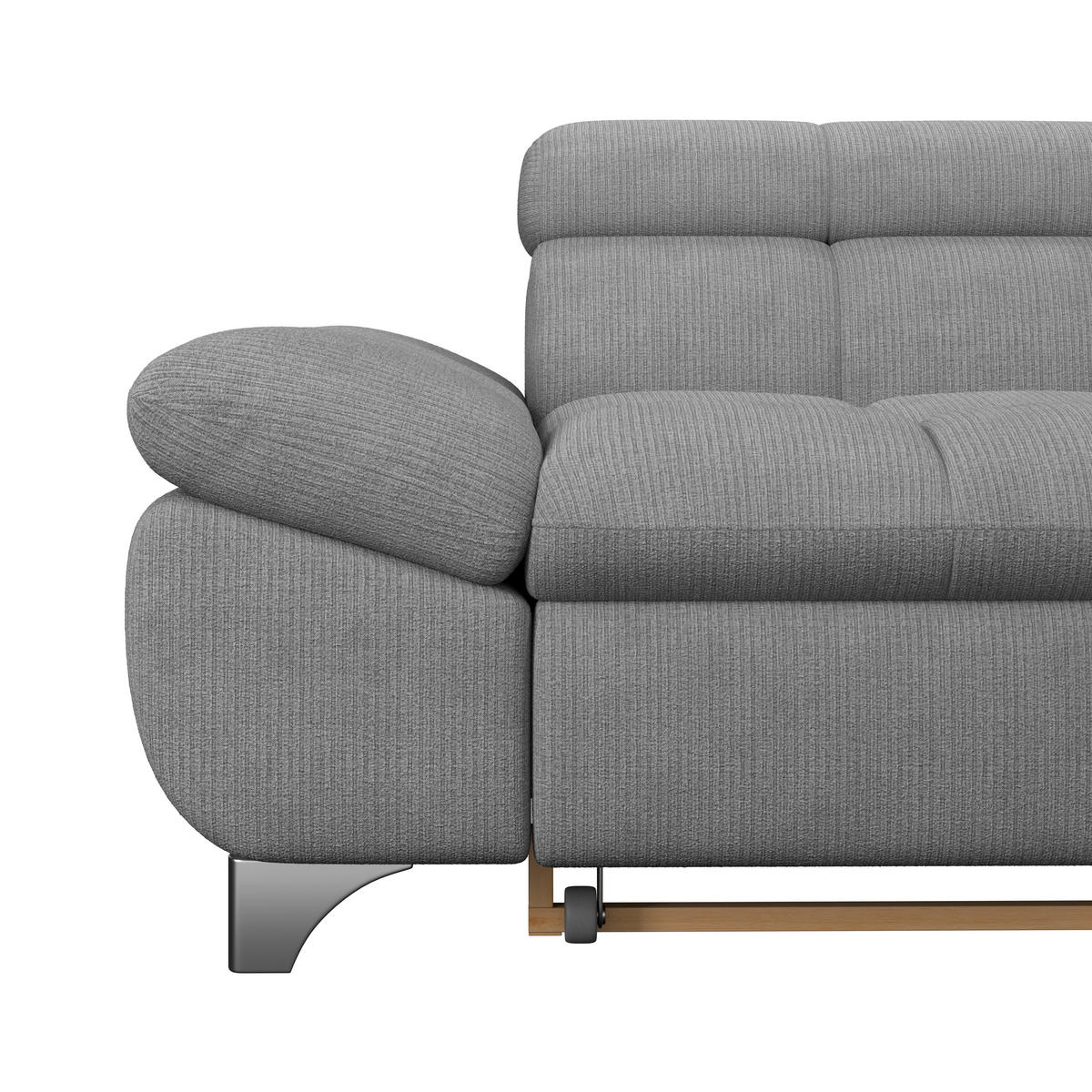 ECKSOFA Dunkelgrau Chenille  - Chromfarben/Dunkelgrau, KONVENTIONELL, Textil/Metall (312/234cm) - Livetastic