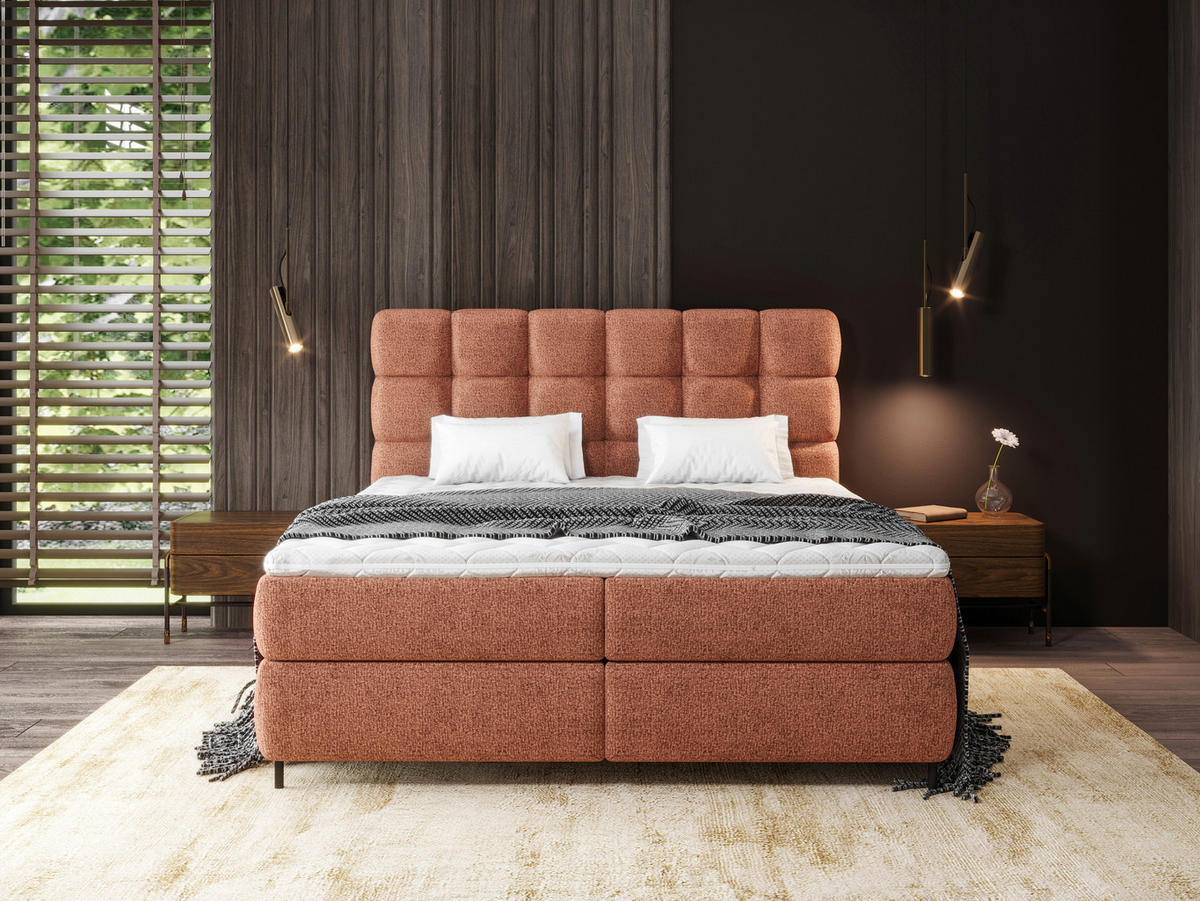 BOXSPRING POSTEĽ, 180/200 cm, hrdzavá - čierna/hrdzavá, Basics, kov/kompozitné drevo (180/200cm) - Esposa