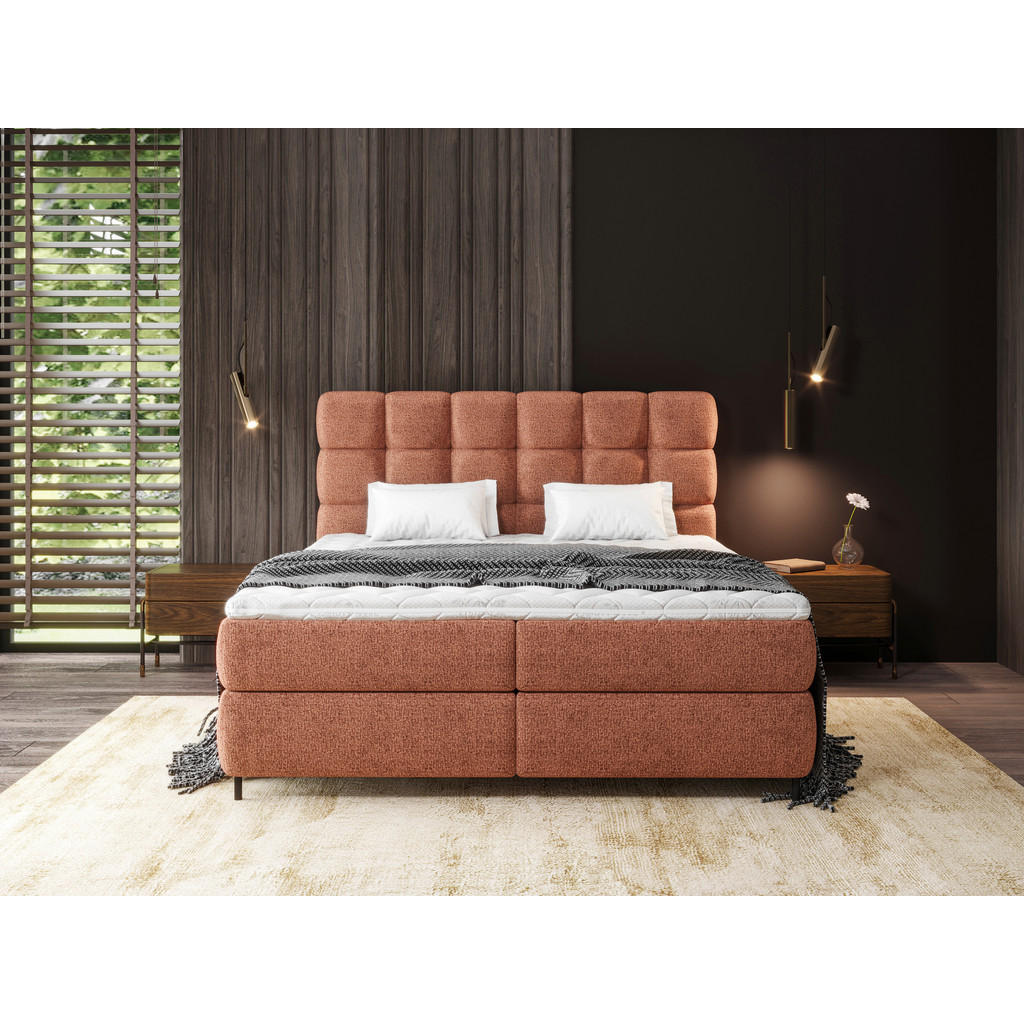 Thumbnail - Esposa Boxspringbett, Rost, Textil, H2 + H3, Höhe ca. 19 cm, 180x200 cm, gepolstertes Kopfteil, Topper durchgehend, in v...