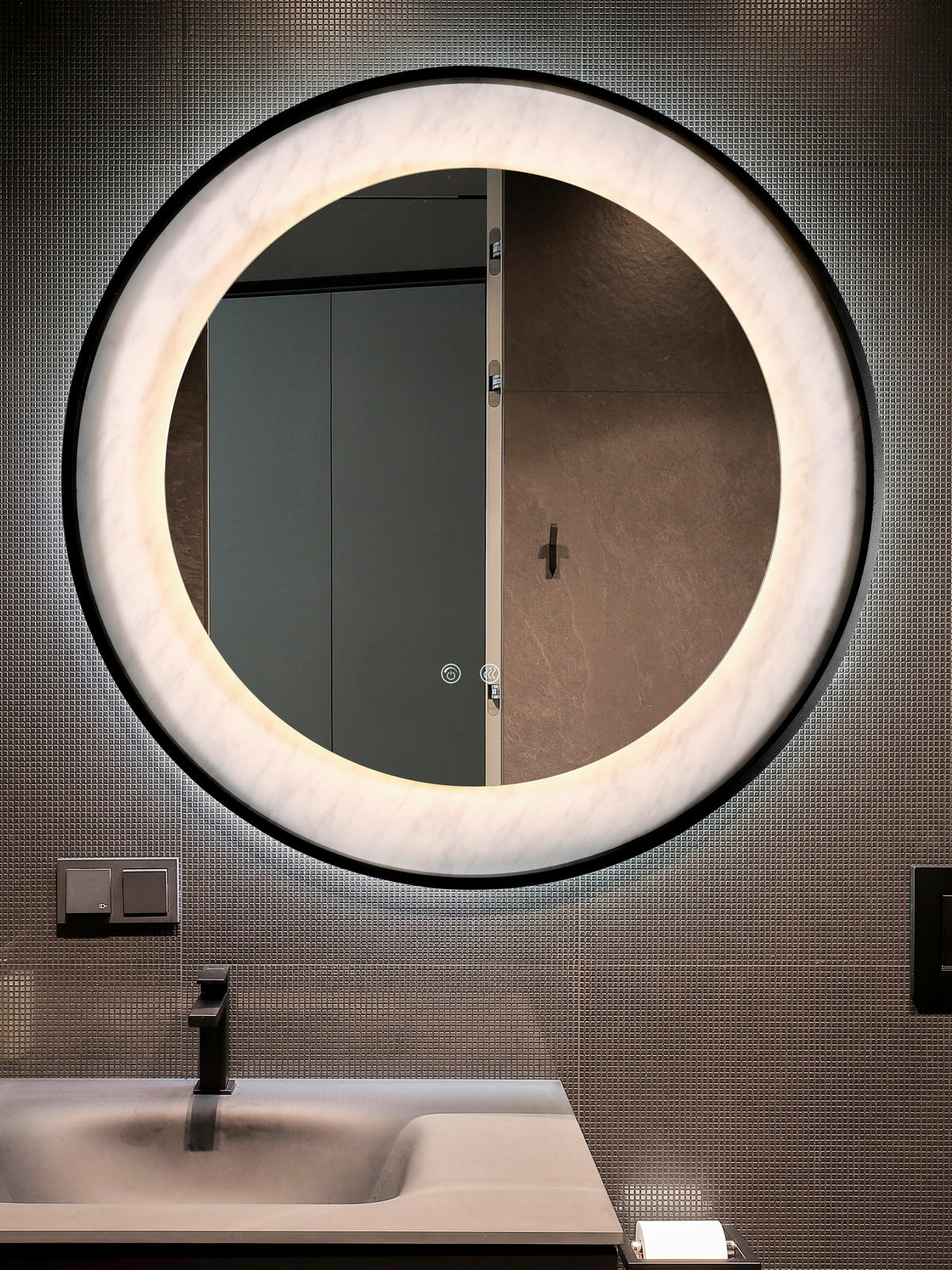 BADEZIMMER-WANDLEUCHTE - Schwarz, Design, Glas/Metall (80/80cm) - Searchlight