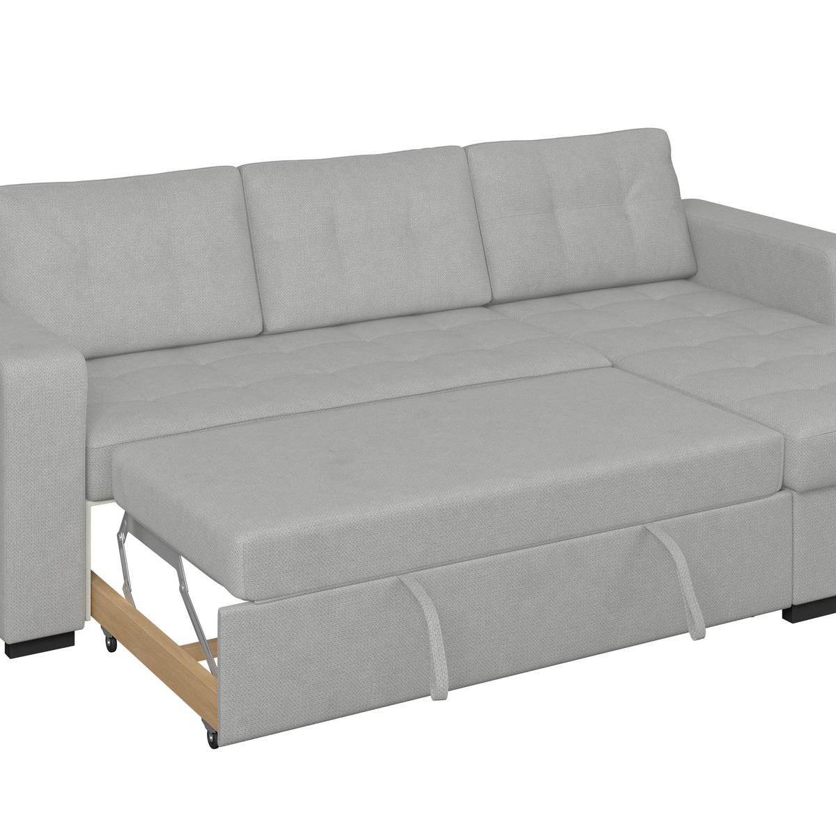 ECKSOFA Mikrofaser, Struktur Grau  - Schwarz/Grau, Trend, Textil/Metall (239/160cm) - MID.YOU