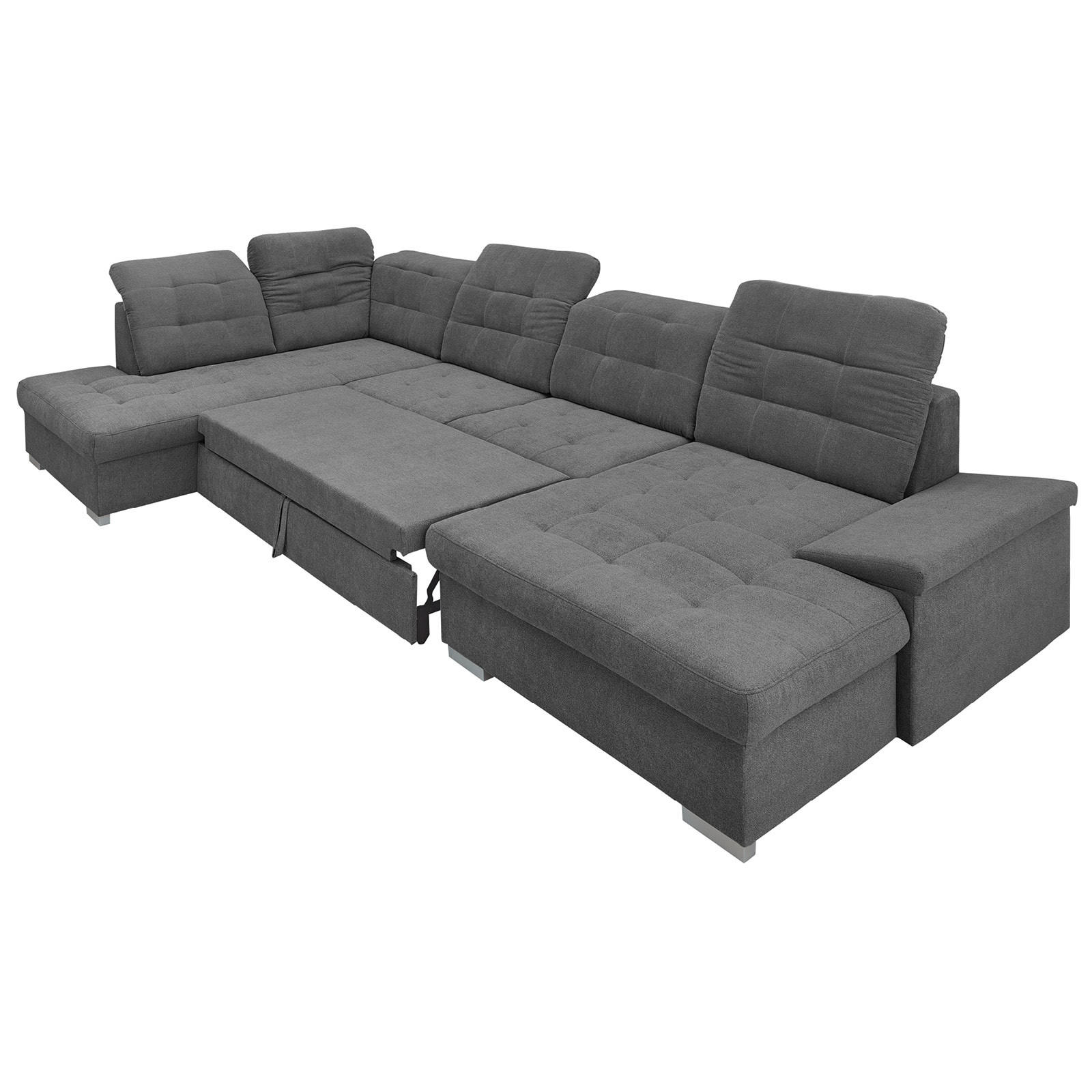 WOHNLANDSCHAFT Anthrazit Mikrofaser  - Chromfarben/Anthrazit, Design, Holz/Kunststoff (169/330/212cm) - Livetastic