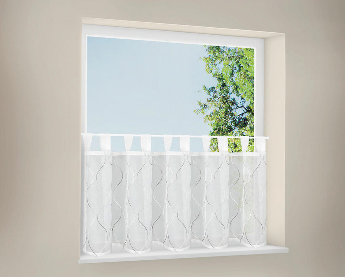 KURZGARDINE   145/50 cm   - Anthrazit/Weiß, KONVENTIONELL, Textil (145/50cm)