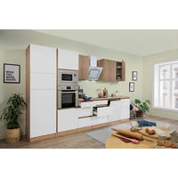 KÜCHENBLOCK 345 cm   in Eichefarben, Weiss Hochglanz  - Weiss Hochglanz/Eichefarben, Basics, Holzwerkstoff (345cm) - Respekta