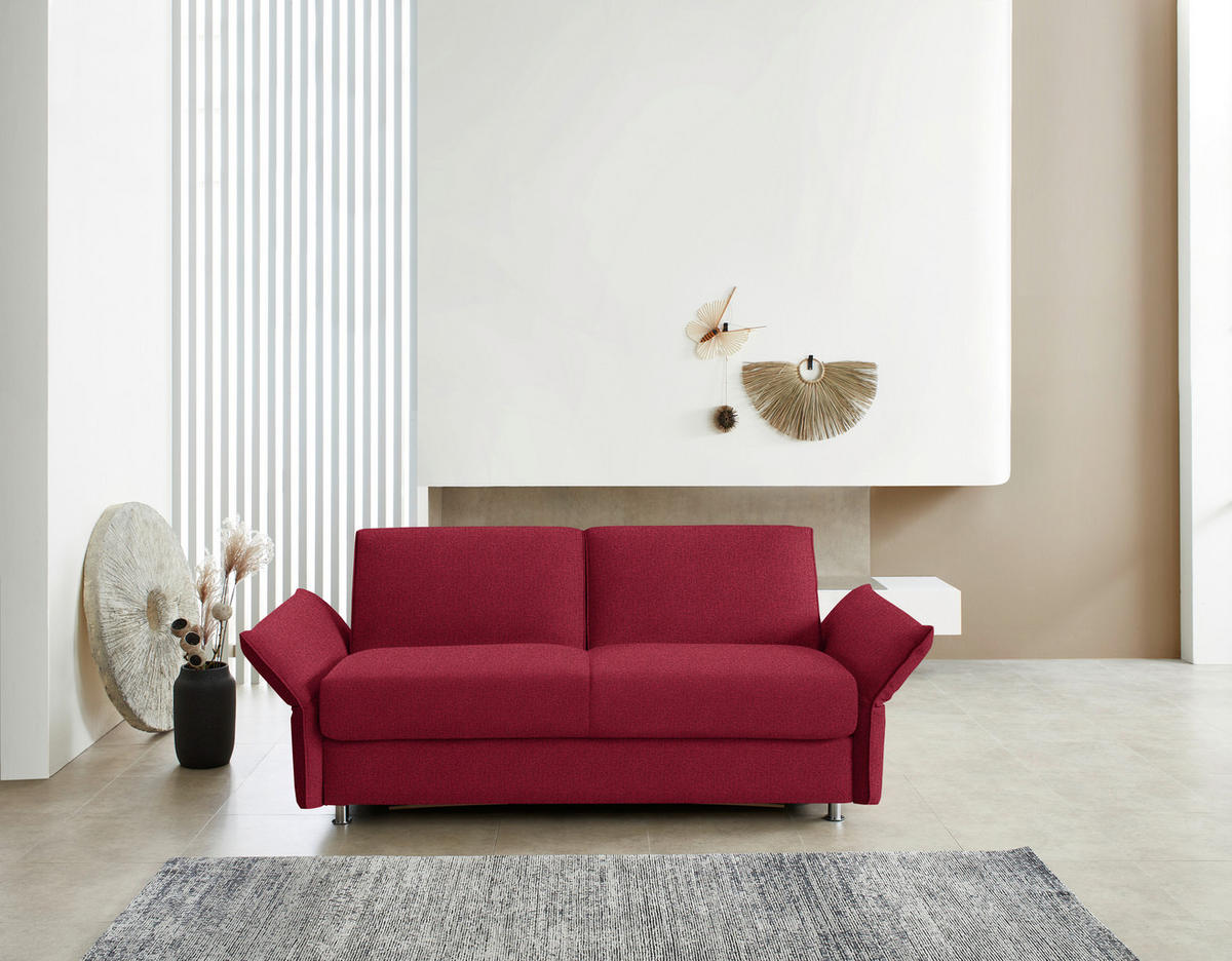 SCHLAFSOFA  in Flachgewebe Rot  - Chromfarben/Rot, Design, Textil/Metall (194-234/88/101cm) - Bali