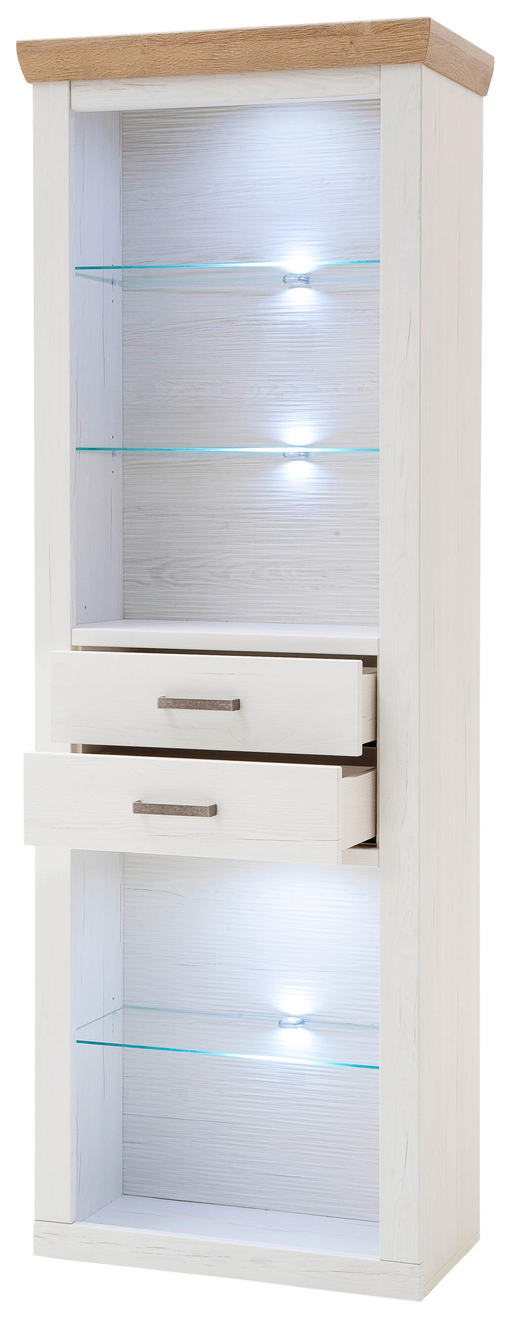 REGAL  73/210/40 cm Pinienfarben, Eichefarben  - Eichefarben/Pinienfarben, Lifestyle, Glas/Holzwerkstoff (73/210/40cm) - Livetastic