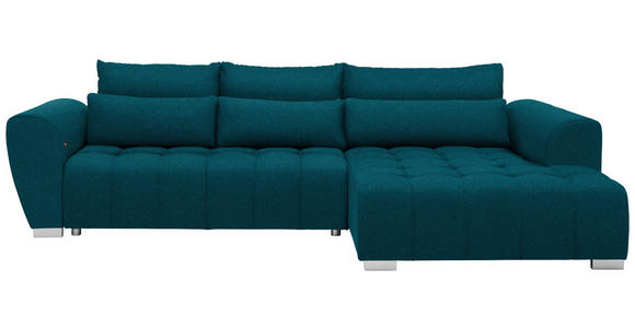 ECKSOFA in Webstoff Petrol 304/218 cm - Silberfarben/Petrol, MODERN, Kunststoff/Textil (304/218cm) - Carryhome
