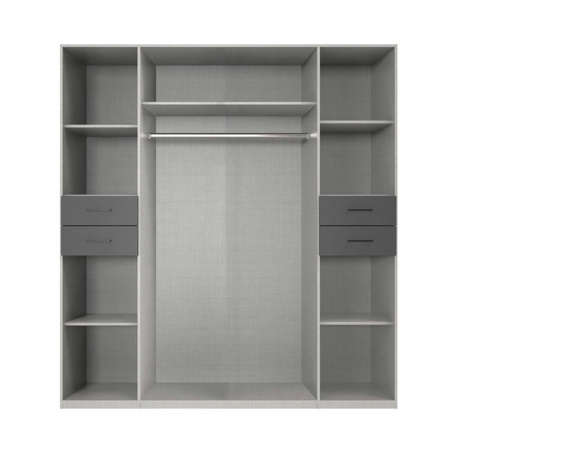 KLEIDERSCHRANK 180/208/58 cm 6-türig Graphitfarben, Schwarz  - Schwarz/Graphitfarben, KONVENTIONELL, Glas/Holzwerkstoff (180/208/58cm) - Boxxx