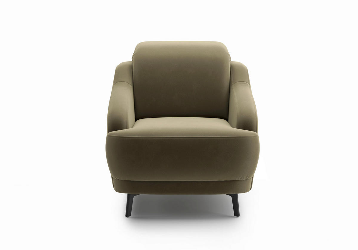 SESSEL in Samt Olivgrün  - Schwarz/Olivgrün, MODERN, Textil/Metall (87/93/104cm) - Sit & More