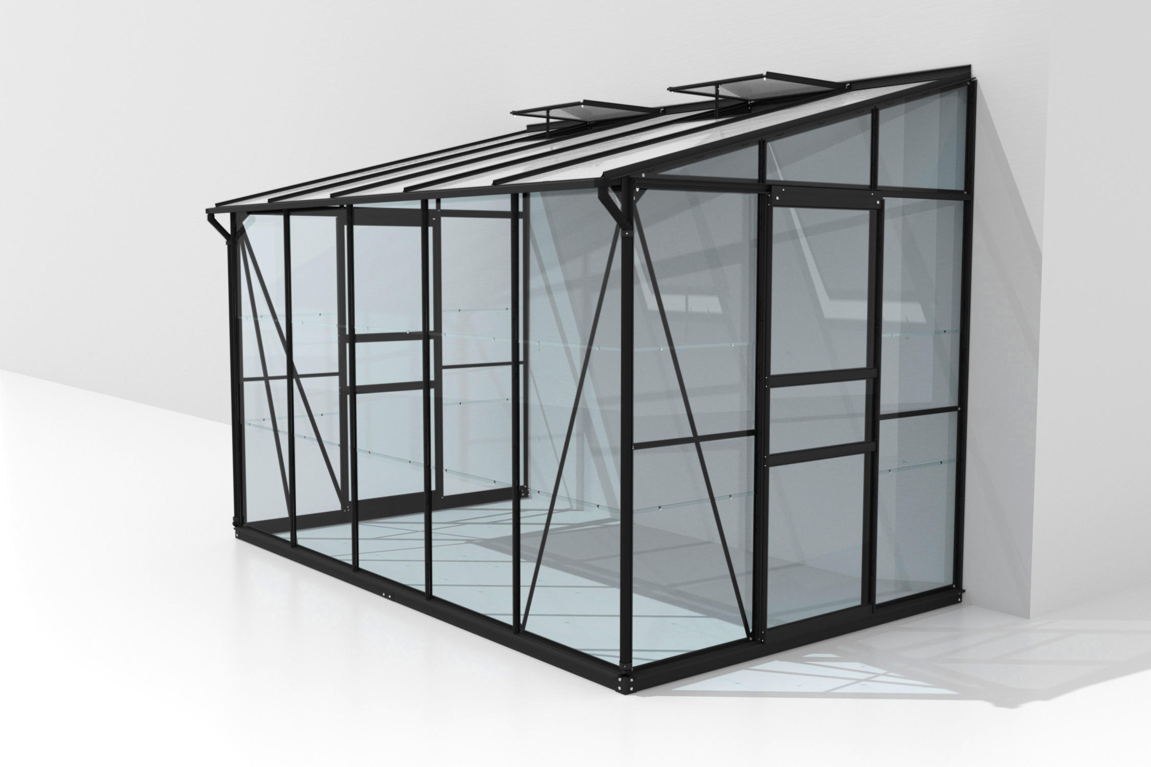 Anlehn-gewächshausbausatz Ida 6500 Esg/hkp, Schwarz