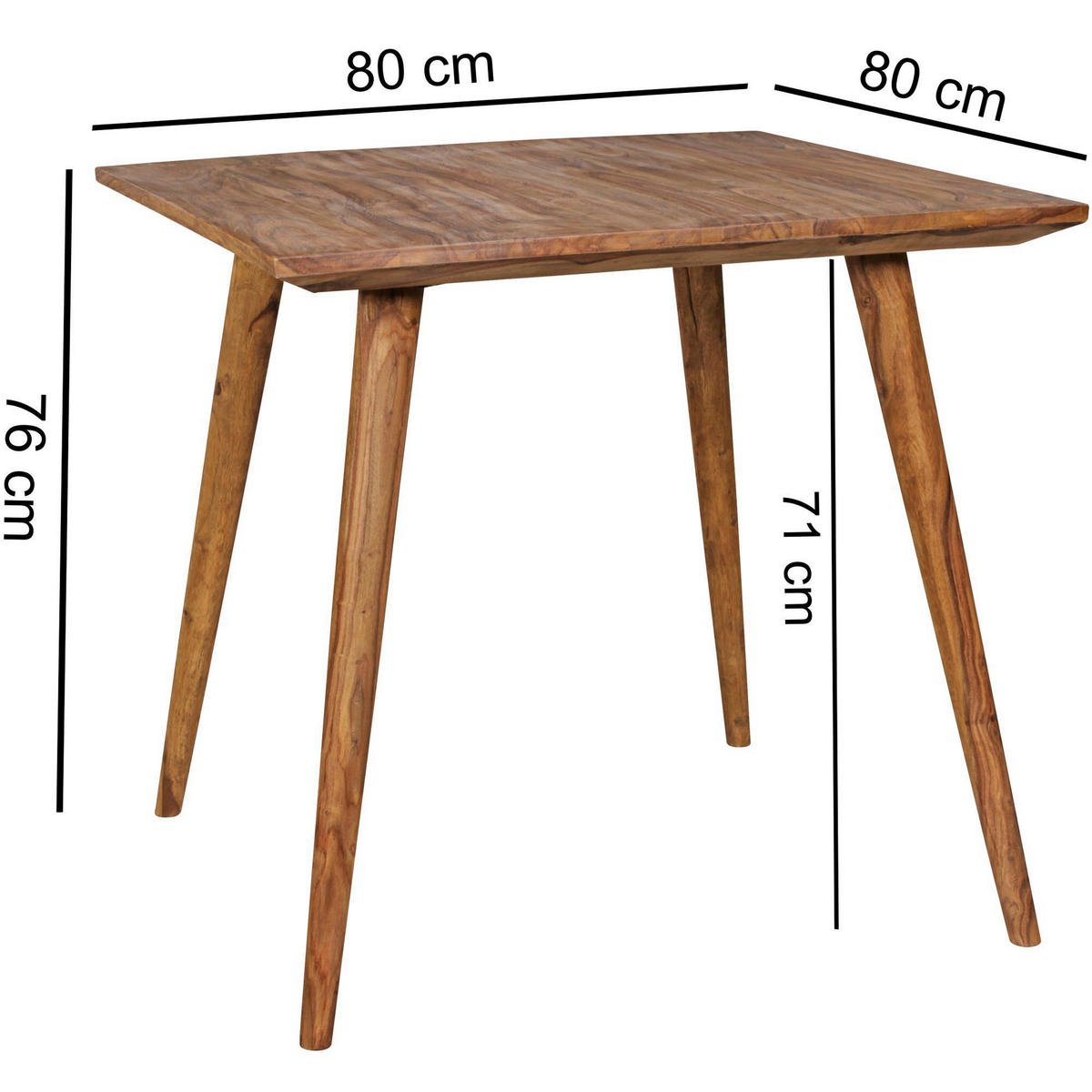 ÉTKEZŐASZTAL - sheesham, Modern, fa (80/76/80cm) - MID.YOU