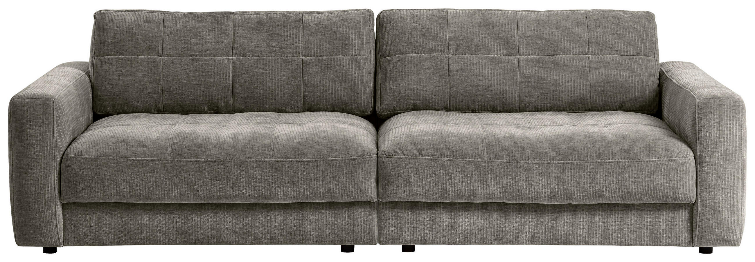 BIGSOFA Cord Graubraun  - Graubraun/Schwarz, MODERN, Textil (264/83/126cm) - MID.YOU