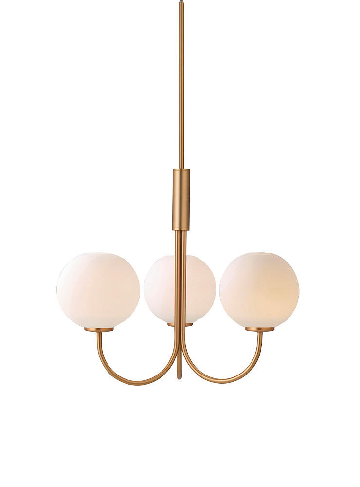 KRONLEUCHTER 45/45/66 cm   - Messingfarben/Opal, KONVENTIONELL, Glas/Metall (45/45/66cm) - Belid