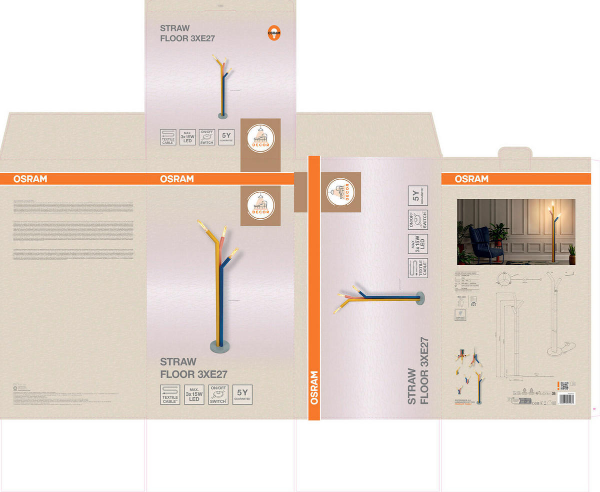 STEHLEUCHTE 25,7/146,5 cm    - Design, Metall (25,7/146,5cm) - Osram